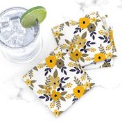 Navy and Mustard Fall Floral - SMALL scale