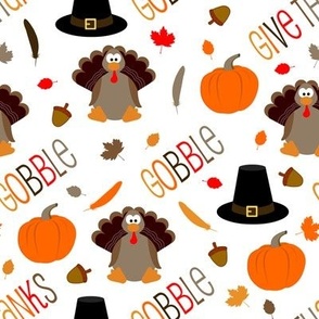 Cute Thanksgiving Pattern Turkey Gobble