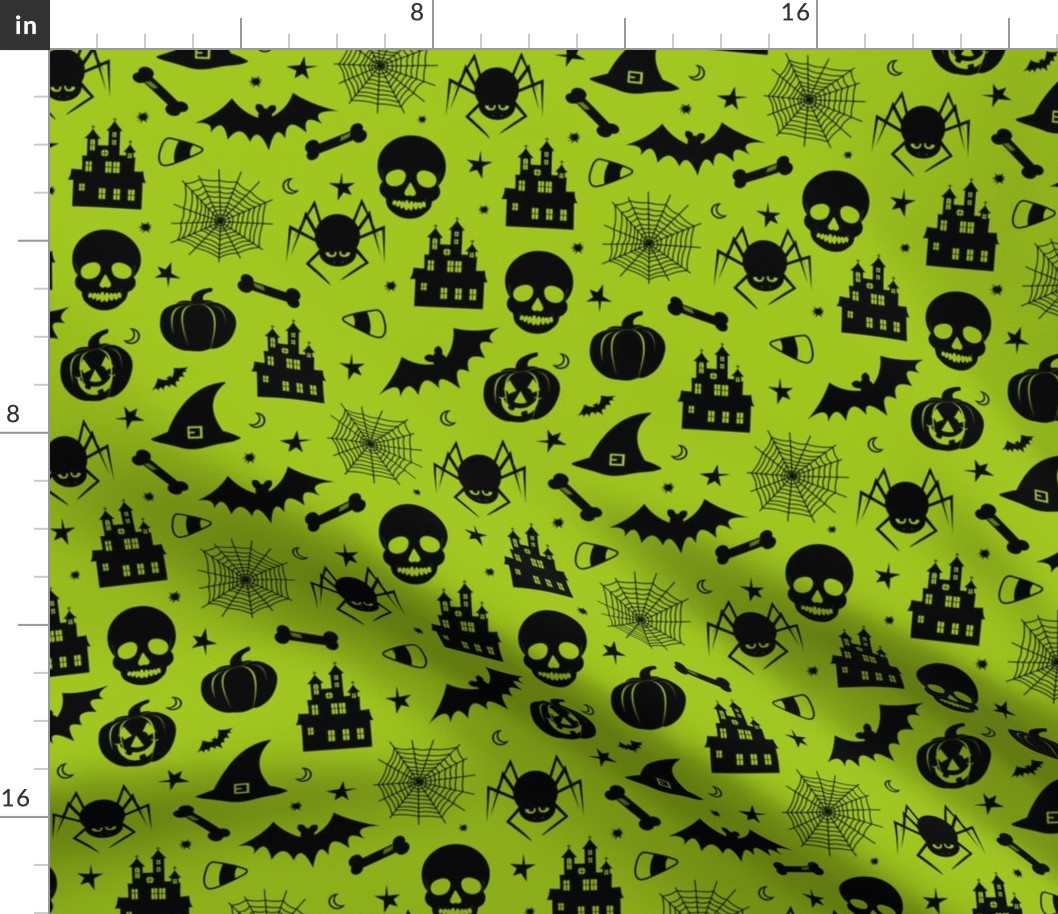 Halloween Pattern Green and Black