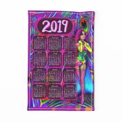 Peacock Burlesque 2019 tea towel calendar