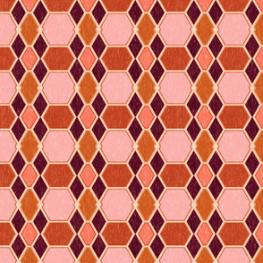 Peach Woodcut Geometric