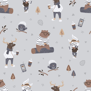 Hipster Woodland - Dark Grey