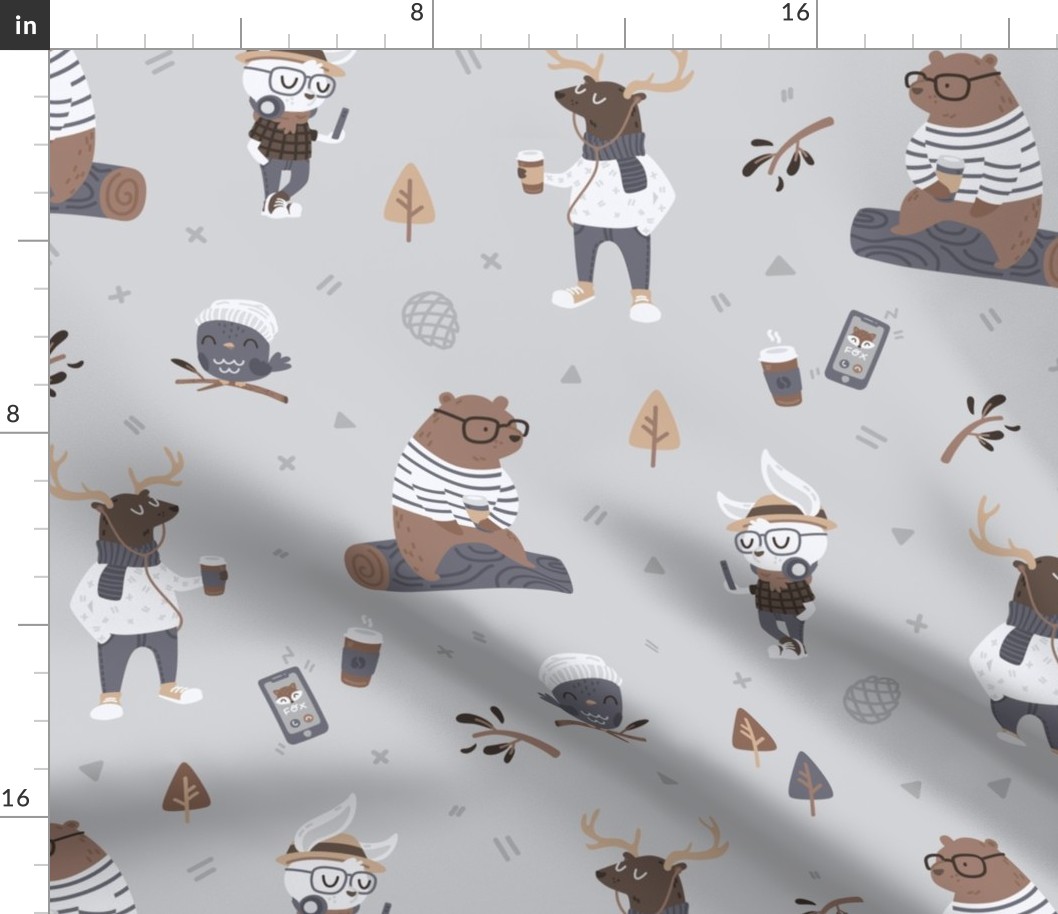 Hipster Woodland - Dark Grey