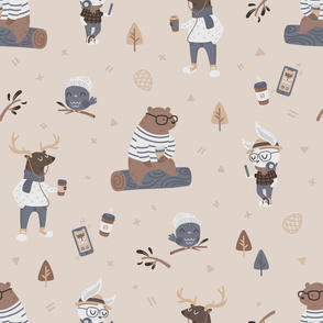 Hipster Woodland - beige