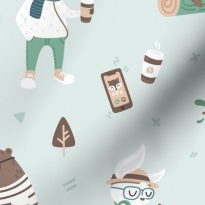 Hipster Woodland - Mint