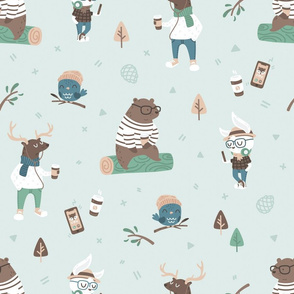 Hipster Woodland - Mint