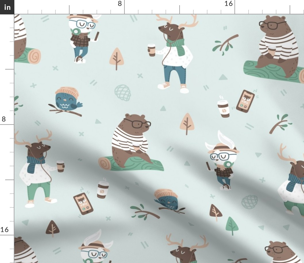 Hipster Woodland - Mint