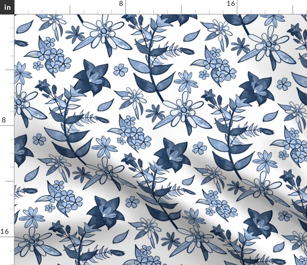 Monochrome Blue Alpine Flora