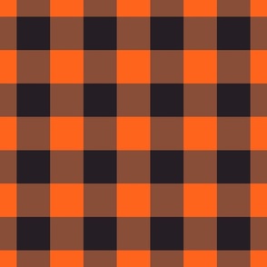 Halloween Buffalo plaid neon orange black