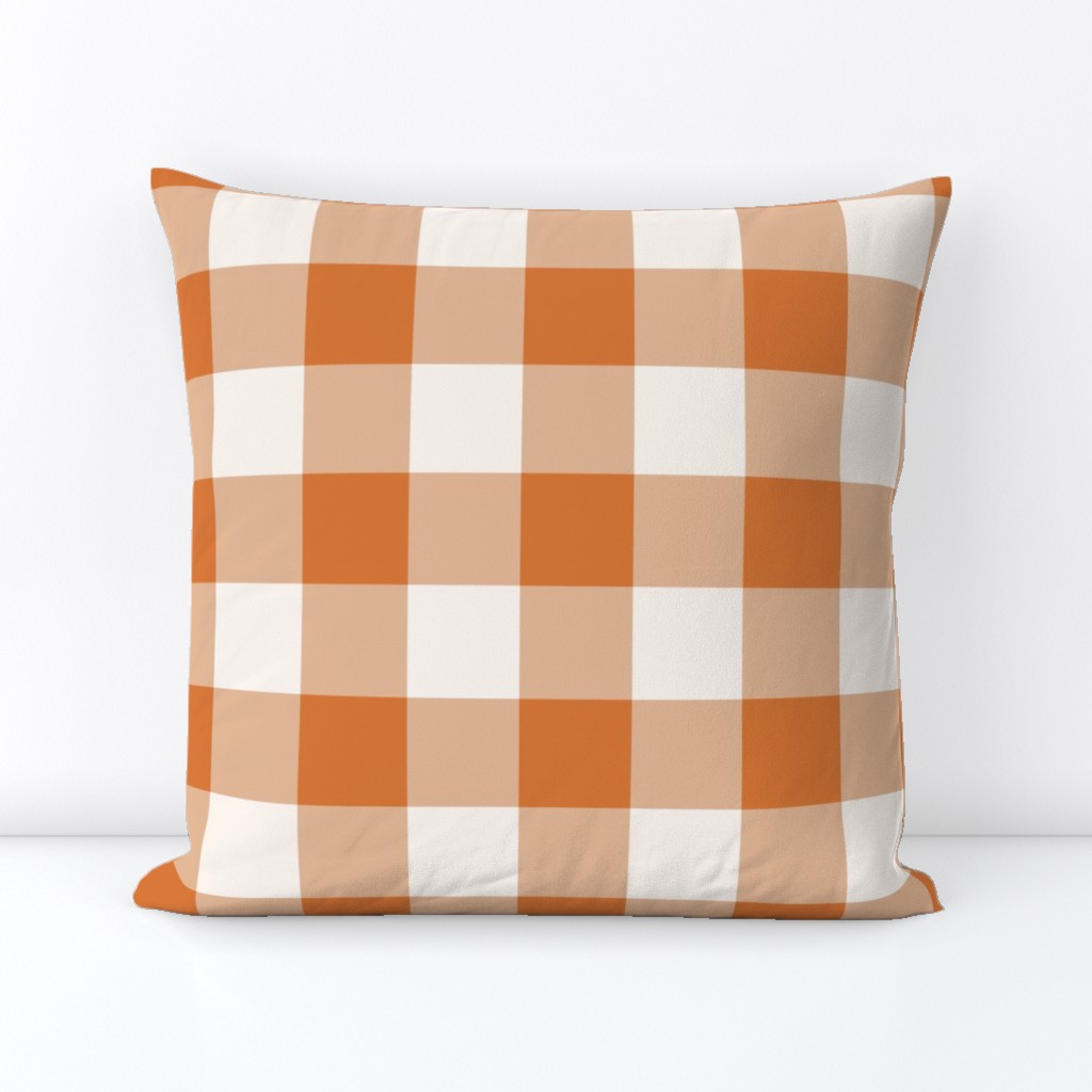 Halloween buffalo plaid orange white large