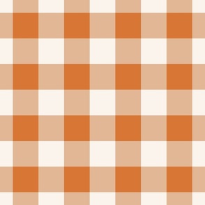 Halloween buffalo plaid orange white large