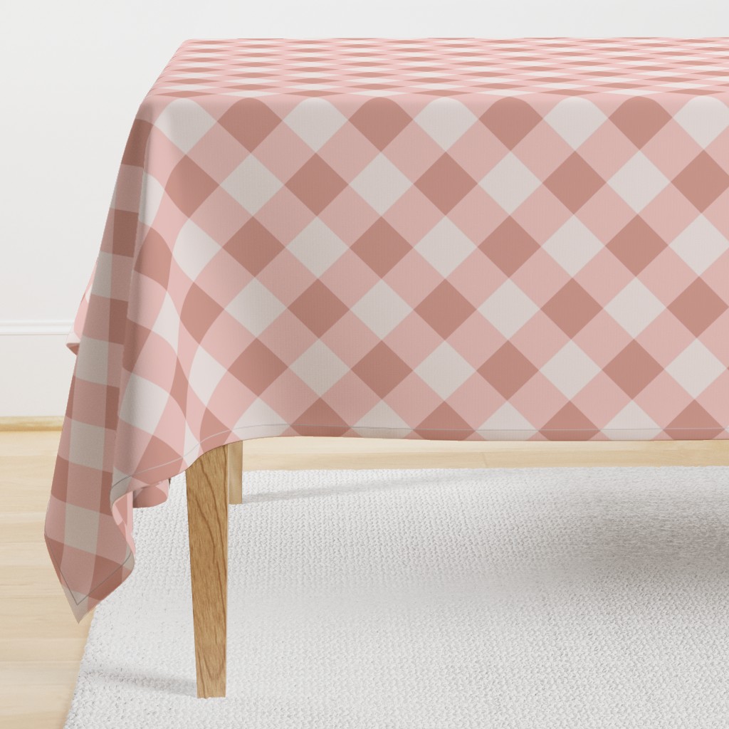 Buffalo Plaid pastel pink white diagonal large