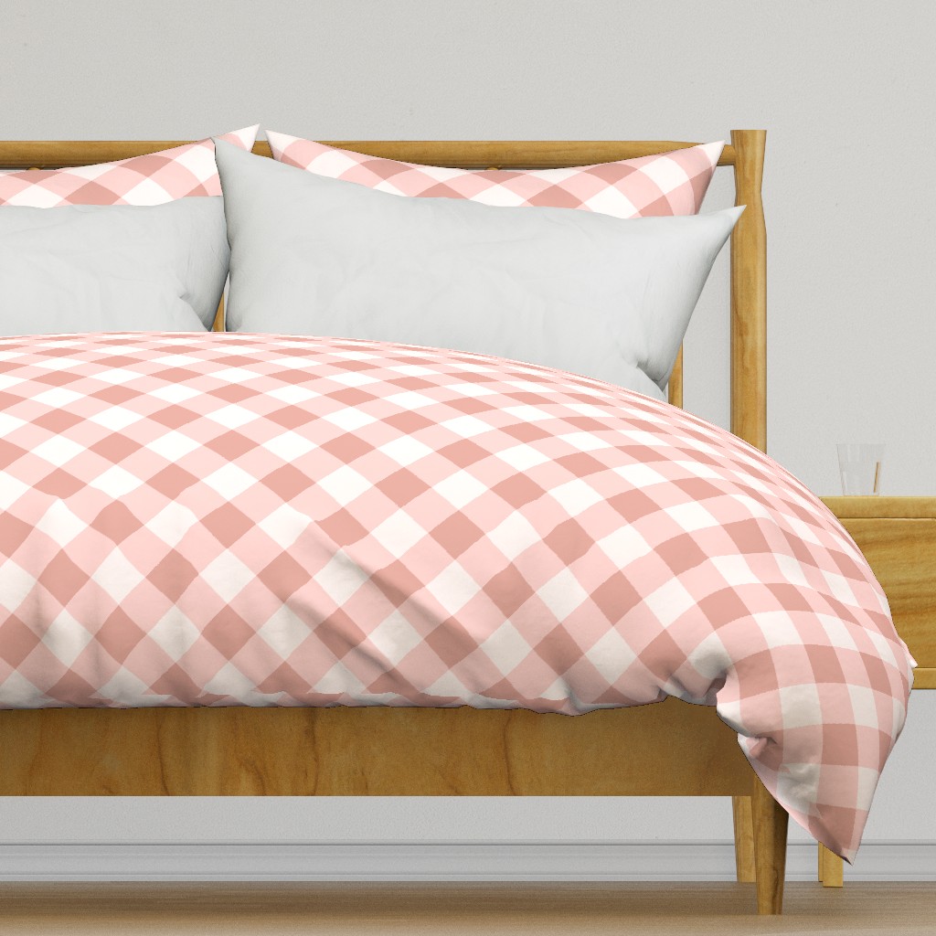 Buffalo Plaid pastel pink white diagonal large