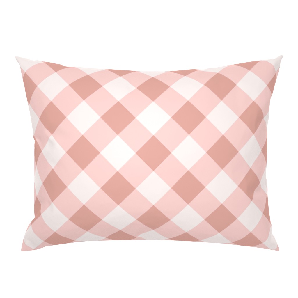 Buffalo Plaid pastel pink white diagonal large