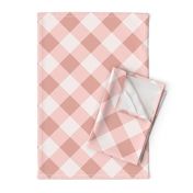 Buffalo Plaid pastel pink white diagonal large