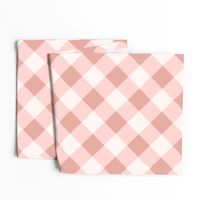 Buffalo Plaid pastel pink white diagonal large