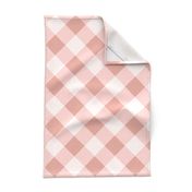 Buffalo Plaid pastel pink white diagonal large