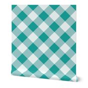 Buffalo plaid teal white diagonal large