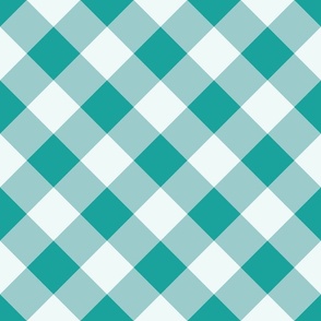 Buffalo plaid teal white diagonal large