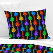 Retro colorful jewel gemstones black Wallpaper