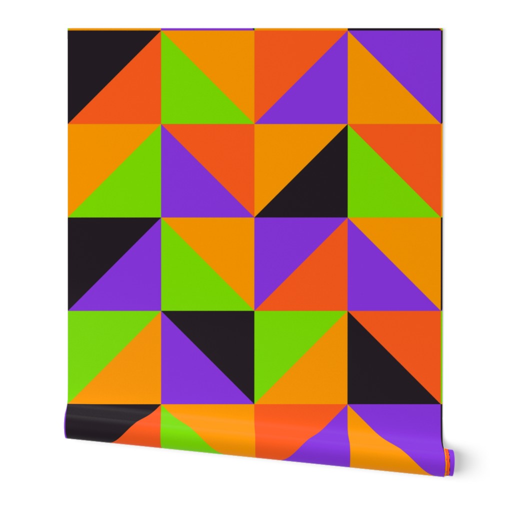 Halloween checks triangles orange purple green