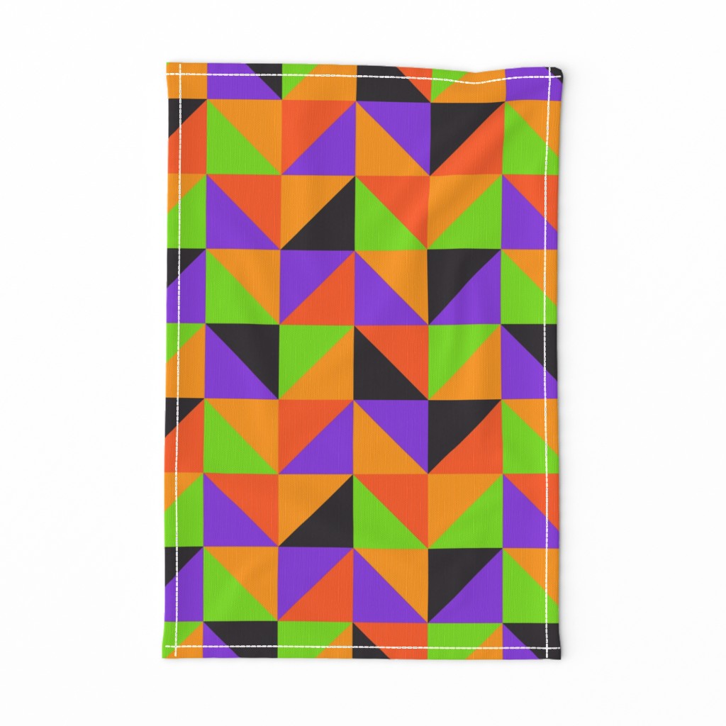 Halloween checks triangles orange purple green