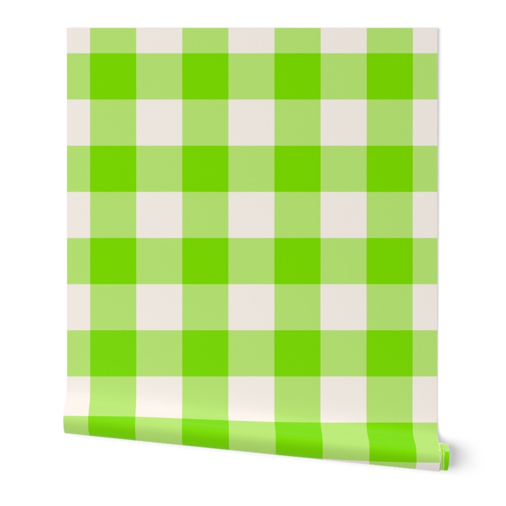 Halloween gingham neon green white large