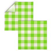 Halloween gingham neon green white large