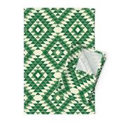 Aztec kilim diamonds green cream