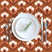 Mid-century modern circle flowers copper brown Art Deco