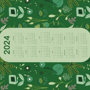 2024 Tea Towel Calendar Modern Emerald forest 