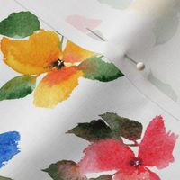 Colorful watercolor flowers. Provence floral pattern