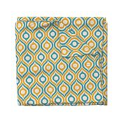 Ogee circles ovals peacock teal yellow cream