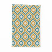 Ogee circles ovals peacock teal yellow cream