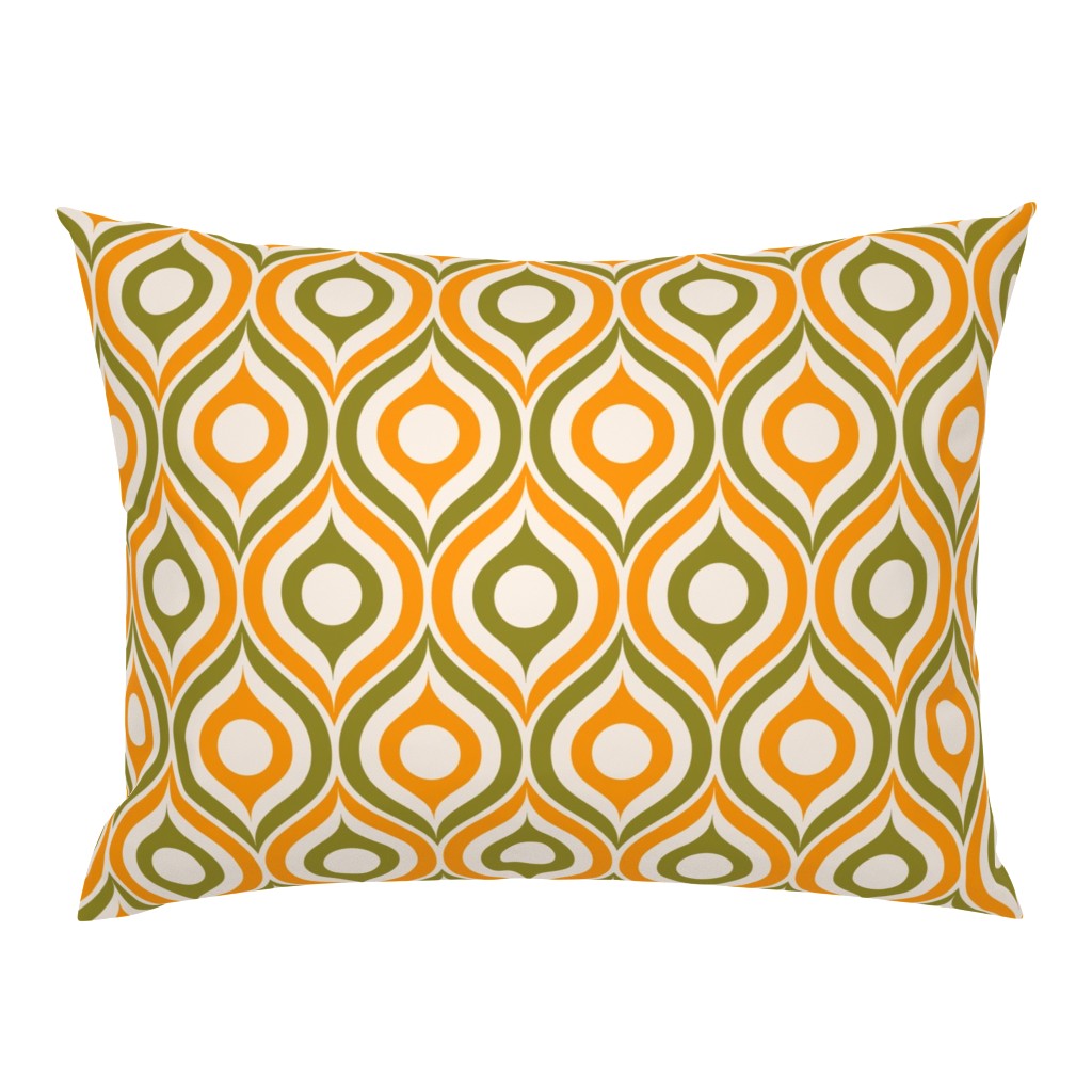 Ogee circles ovals autumn orange moss green cream