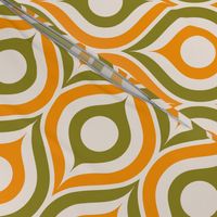 Ogee circles ovals autumn orange moss green cream