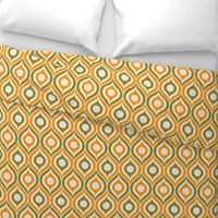 Ogee circles ovals autumn orange moss green cream