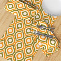 Ogee circles ovals autumn orange moss green cream