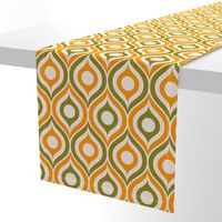 Ogee circles ovals autumn orange moss green cream