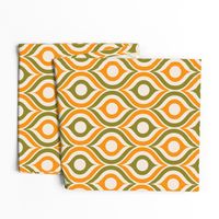 Ogee circles ovals autumn orange moss green cream