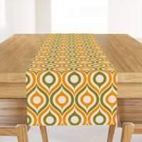 Ogee circles ovals autumn orange moss green cream