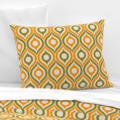 Ogee circles ovals autumn orange moss green cream