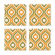 Ogee circles ovals autumn orange moss green cream