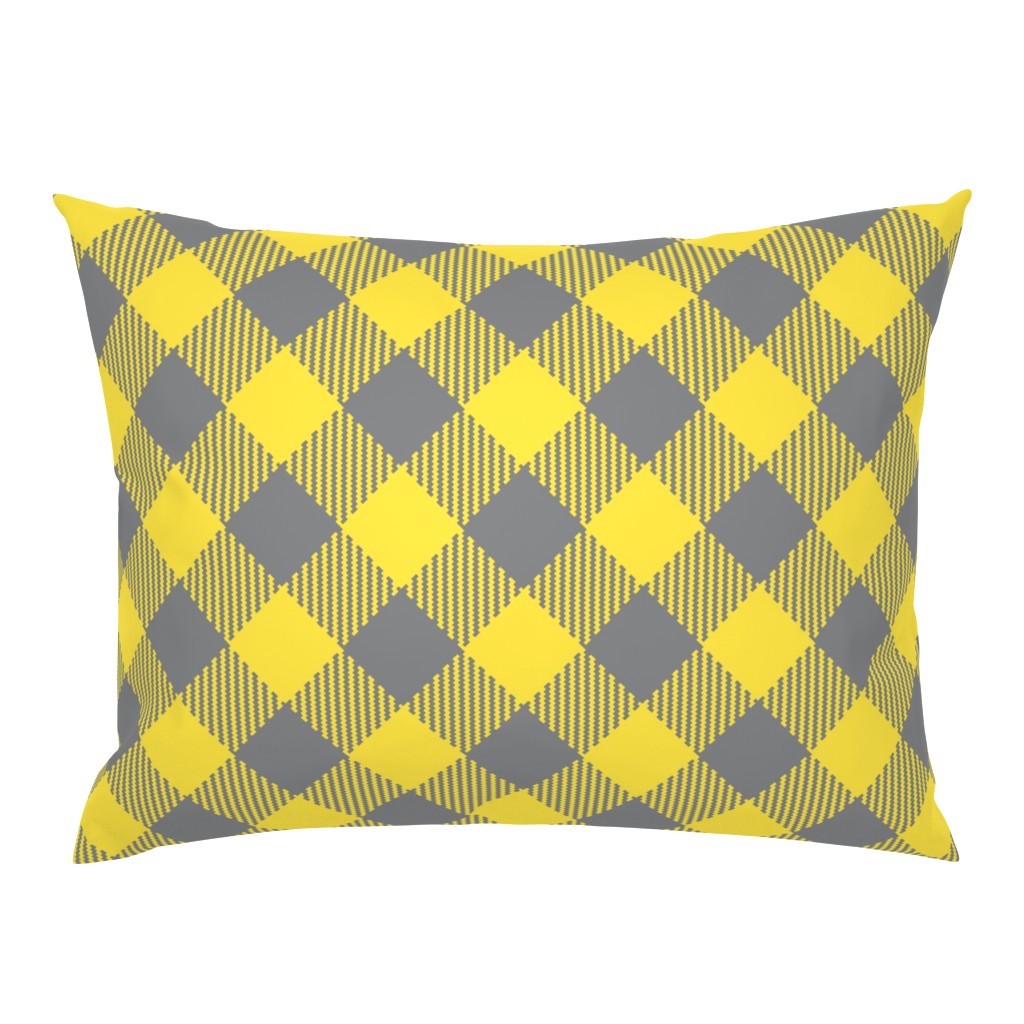 Buffalo plaid large diagonal Gray Yellow 