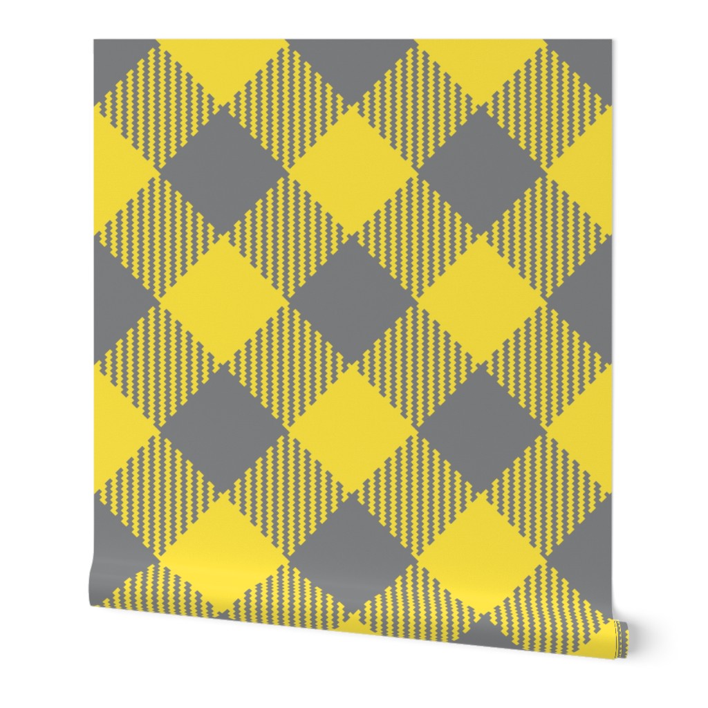 Buffalo plaid large diagonal Gray Yellow 