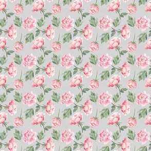 Sweet Watercolor Blush Roses on Gray - Large