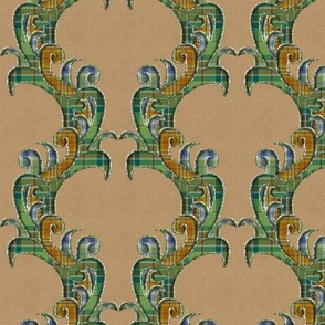 Scroll Fern Plaid Damask