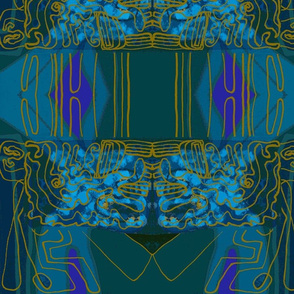 Blue-green Textile w/ Gold Highlights