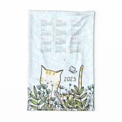 2023 Tea Towel Calendar: Kitty in Wildflowers - © Lucinda Wei