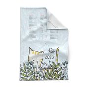 2023 Tea Towel Calendar: Kitty in Wildflowers - © Lucinda Wei